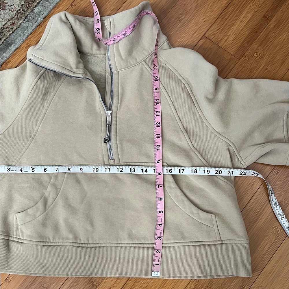 Beige tan Half-Zip Hoodie lululemon size medium large trench - Picture 7 of 11